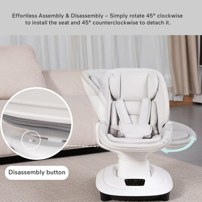 StarAndDaisy x Mastela Electric Baby Swing Rocker, Newborn Baby Cradle Swing with 5 Adjustable Swing with Safety Belt – Grey White